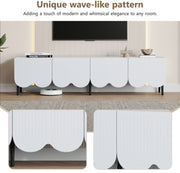 Modern Tv-kast - in Wit - Met een Uniek Patroon - 180x 40x45cm - voor Televisie tot 80 inch - Twee Deuren - Kabelbeheer