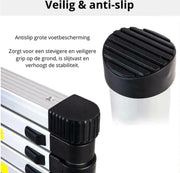 Telescopische Ladder - Antislip Trap - Inklapbaar - Uitschuifbare Treden - Trap - 6,2 Meter - Zilver