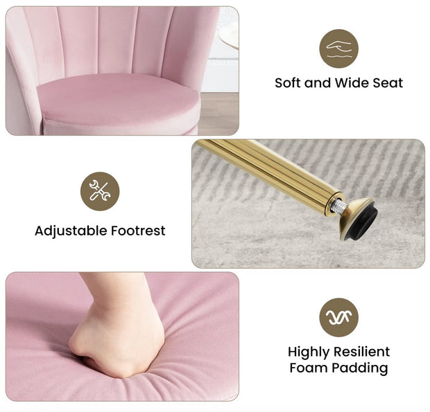 Eetkamerstoel - Eettafel stoel - Fauteuil - Babykamer stoel - Leesstoel - fluwelen stoel - fluweel - Roze