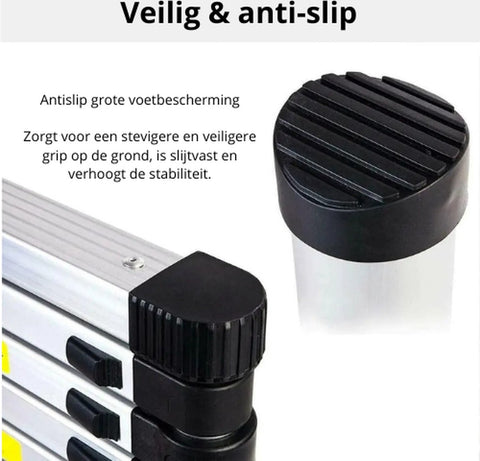 Telescopic Ladder - 6.2 Meters - Removable Hooks - Extendable Steps - Foldable - Non-slip Feet - DIY - Stairs