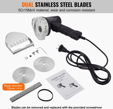 Meat Slicer - Electric Shawarma Knife - Flat Blade - Stainless Steel