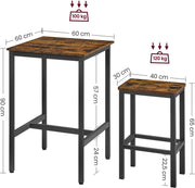 Bartafel met barstoelen - bruin met zwart - bartafel keuken - bartafel buiten - bartafels - bar tafel - bartafel met barkrukken