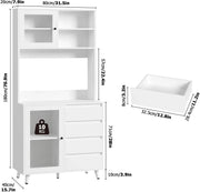 Keukenkast - Kast - Opbergkast - Keuken Organiser - Organiser Kruiden -180 cm x 80 cm x40 cm - Wit