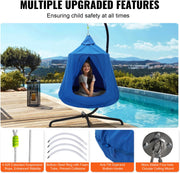 Kinderhangstoel - Duurzaam 600D Oxford Materiaal - 150 Kg Draagvermogen - Waterdicht En UV-Bestendig - Met Opblaasbaar Kussen En LED-Verlichting - Geschikt Voor Binnen En Buiten