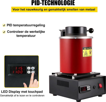 Smeltoven Elektrisch - Smeedoven Metalen - Smeltkroes Grafiet - Inclusief Volledige Set - 2KG