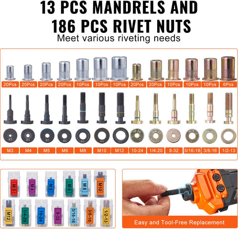 Blindklinkmoertang - Blindklinktang - Moeren En Doornen - M3 M4 M5 M6 M8 M10 M12 Handmatig - Geschikt voor Blindklinken Machine Draadmoeren Blindklinknagels