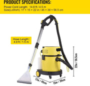 Carpet Cleaners - Shampoo Machine - Wet and Dry - Suck Blow and Spray Function - Stain Cleaner - Sofa Cleaner - Cleaning Machine - 220V - 1200W - 20 Liter