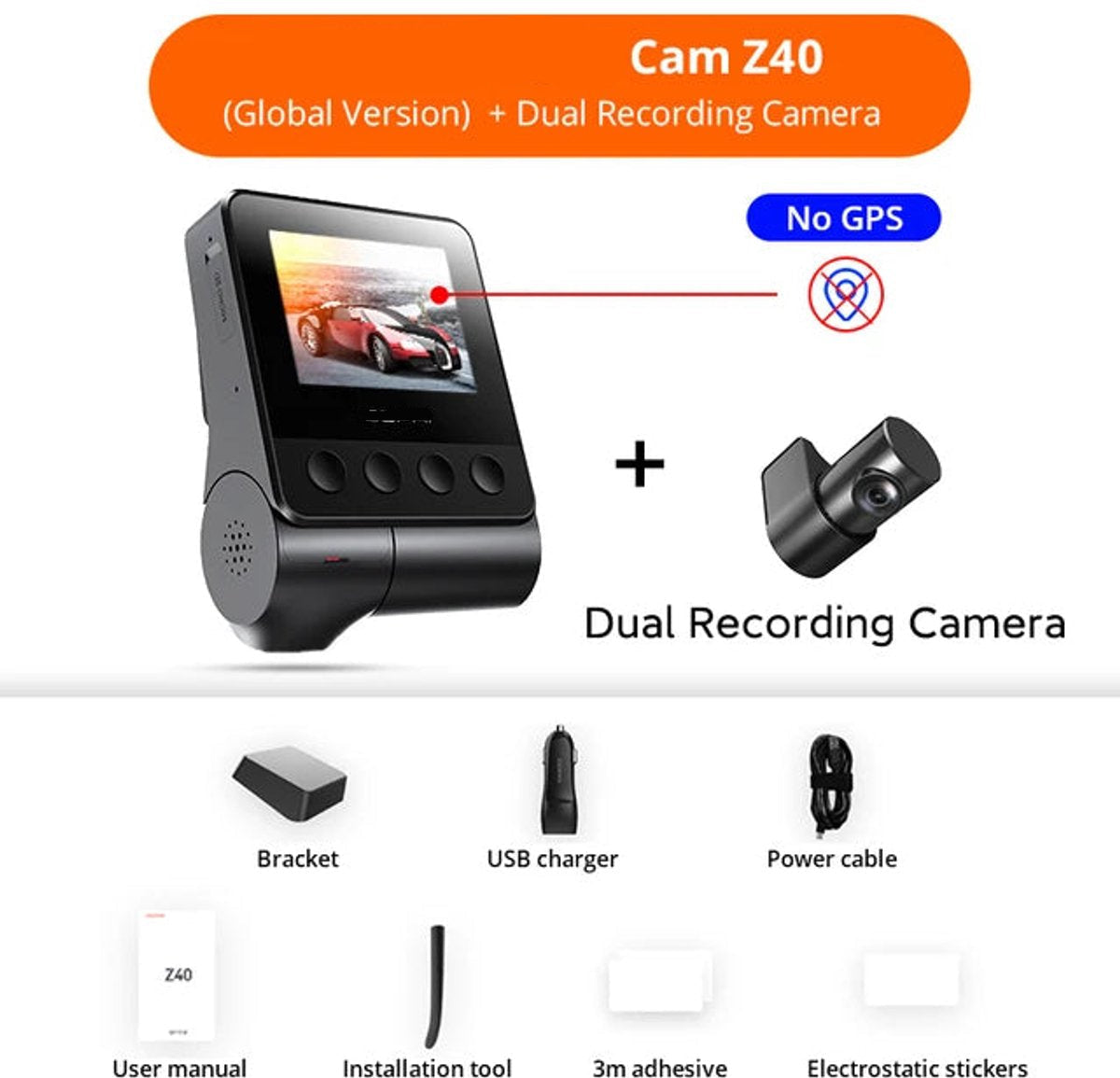Dash Cam Dual Car Camera – 1944P HD – WiFi – Voor & Achter – 24H Parkeerbeveiliging – D²save Opslag – Zonder Geheugenkaart
