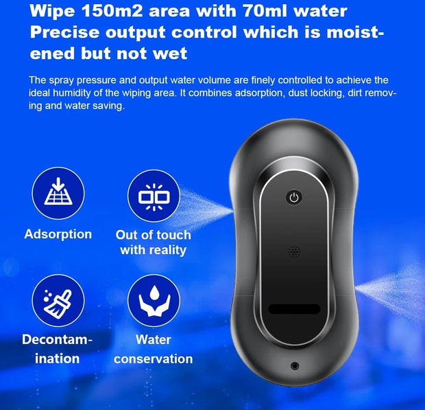 Robotraamreiniger - Elektrische Raamwasser - Automatische Glazenwasser - Borstelloze Motor - Met Afstandsbediening - Zwart - 21.5x21.5x10 cm