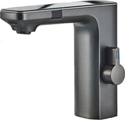 Washbasin Tap - Sensor control - Brushed gray - Digital LCD display - Cold and hot water - Mixer tap
