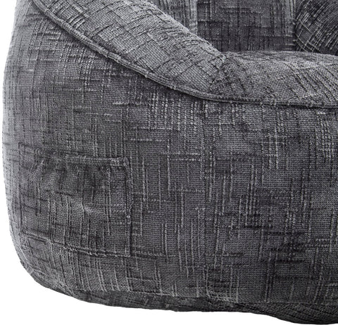 Zitzak met Voetensteun - Loungestoel met Hoge Druk Schuimvulling - Beanbag Ergonomisch Ontwerp - Chenille Stof – 89x88x76 cm - Grijs