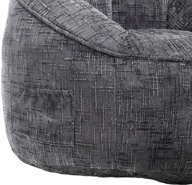 Zitzak met Voetensteun - Loungestoel met Hoge Druk Schuimvulling - Beanbag Ergonomisch Ontwerp - Chenille Stof – 89x88x76 cm - Grijs