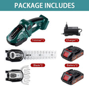 Heggenschaar - Heggentrimmer - Snoeischaar - Elektrische Heggenschaar - Accu Heggenschaar - 2 in 1 - Struikschaarblad - Grasschaarblad - Verwisselbare Messen - Tuingereedschap - Krachtig - Langdurige Accu - 2 Accu's - Accu Oplader