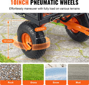 Uitrustingswagen – Veelzijdige Transportkar - met Grote Banden – Verwijderbare Zijwanden – Veilig Transport – Laadvermogen 400kg – Geschikt voor Grote Voorwerpen - Hout en Vuil