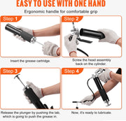 Handmatig Vetspuit - Koolstofstaal & Aluminiumlegering - Maximale Werkdruk 6000 PSI - Capaciteit 13 OZ - Hendelontwerp Waarmee - Vetspuit Voor Zwaar Gebruik - 37.5x13x5.64cm - Oranje