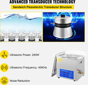 Ultrasoon Reiniger 9,6-10 L - Roestvrij Staal Professionele Ultrasone Reinigingsapparaat - Digitale Verwarmings Timer - Sieraden - Brillen - Tanden