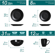 Serviesset - Zwart - 36 Stuks - Porselein - Borden - Bordenset - Serviesset 6 Persoons - Borden Set