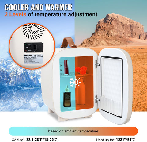 Minikoelkast - Koelen en Verwarmen - 4L - Met Wateropvangbak - <38dB - 286 x 195 x 263 mm - Geschikt voor Voedsel - Drinken - Moedermelk - Cosmetica - Medicijnen - Wit