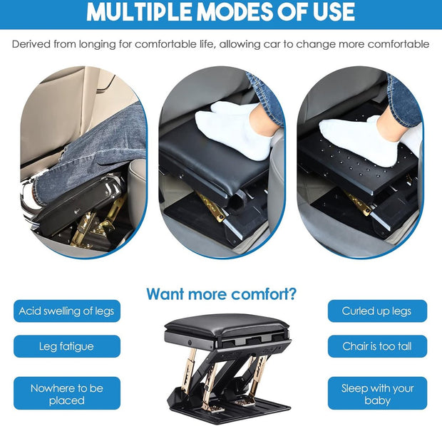 Footrest Desk with Massage Function - Ergonomic Footrest with Adjustable Leg Rest and Soft Cushion - Loadable up to 55 kg