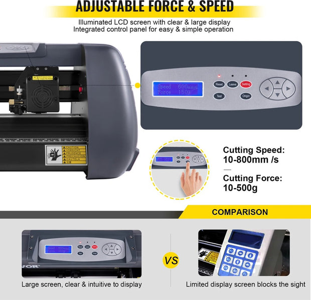 Vinyl Cutter - Cutting Plotter - Cutting Machine - Plotter Machine - 800mm per second - 14 Inch - Black