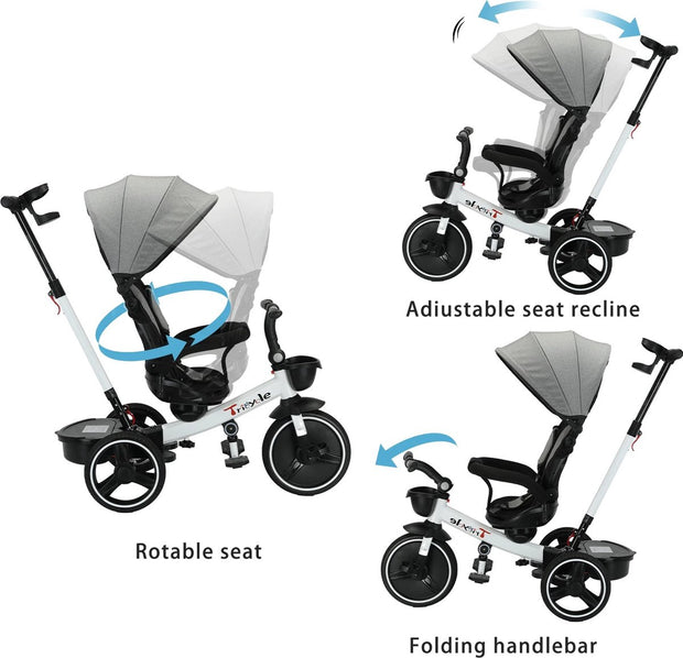 Kinderwagen - Driewieler - Kinderwagendriewieler - Babywagen - Babydriewieler - Babyfiets - Kinderwagenfiets - 6in1 - Verstelbaar - Elk terrein - Leeftijd aanpasbaar - Duwkinderwagen - Afneembaar vangrail - Opvouwbaar - Zonneklep - Hoge Rugleuning