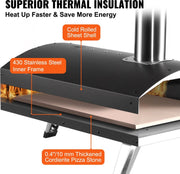 Pizza - Pizza Oven - Hout gestookt - Houtoven - RVS - Incl Draagtas - Pizzasteen