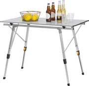 Campingtafel - Hoogte Verstelbaar - Aluminium - Zilver - 90x52.2x72cm