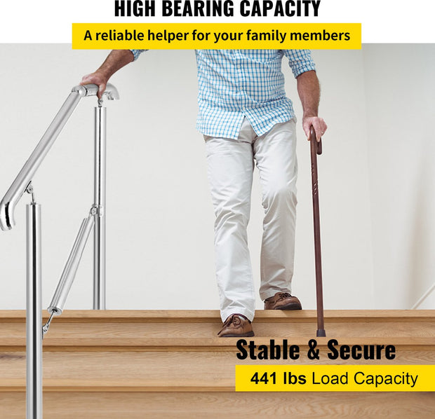 Trapleuning - Stappen - Laadvermogen 100 kg - Dikte Buis 1,2 mm -Hoek Verstelbaar - Geschikt voor Binnen- en Buitengebruik en Veranda - Terras - Thuistrappen - Commerciële Kantoorgebouwen - Hotels