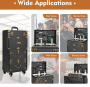 Luxe Visagiekoffer - Make up Koffer - Make-up Trolley - Kappers Koffer - Beautycase - Cosmetica Koffer - Met Wielen - Zwart
