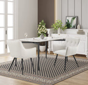 Eetkamerstoel - Set van 2 stoelen - Fluweel eetkamer stoel - Eettafel stoel - Fauteuil - Velvet - Zwarte Poot - Creme Wit