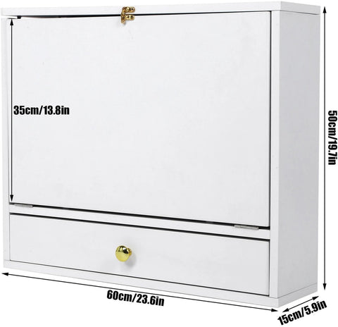 Opvouwbaar Laptopbureau - Bureau-opbergrek - Opbergdoos - Laptopbureau - Laptopstandaard - 60 x 50 x 15 cm - Wit