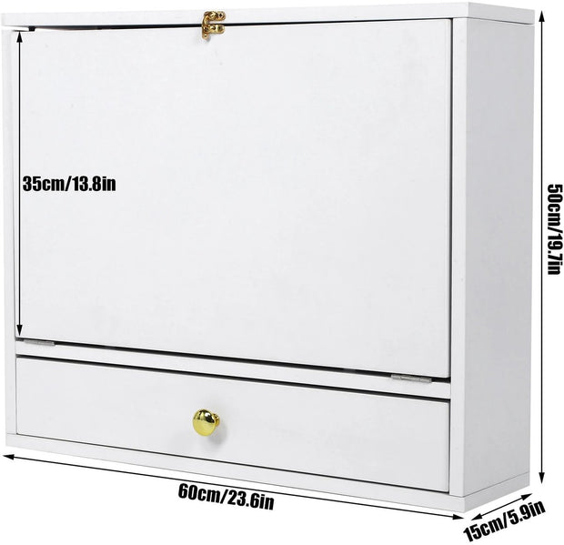 Opvouwbaar Laptopbureau - Bureau-opbergrek - Opbergdoos - Laptopbureau - Laptopstandaard - 60 x 50 x 15 cm - Wit