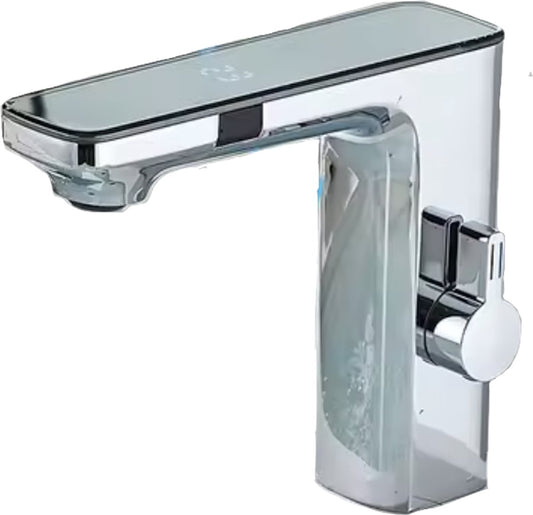Wastafel Kraan - Sensor control - Chroom - Digitaal LCD scherm - Koud en Warm Water - Mengkraan