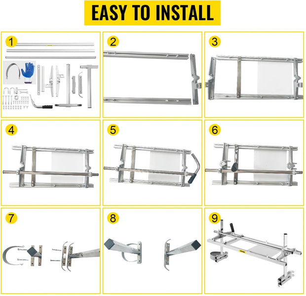 Kettingzaag houder Pro8 – Premium ontwerp – Plankenzaag – Boomstam zaag – 35-120 cm – Duurzaam staal/aluminium – Lichtgewicht – Verstelbaar