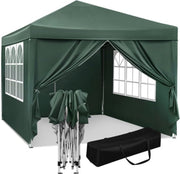 Partytent met zijwanden - Groen - Opvouwbaar - Easy up - Paviljoen - Waterdicht weerbestendig - 3x3 m