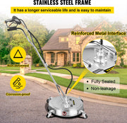 Hogedrukreiniger - Hogedrukreiniger Stoom - Terrasreiniger - met 2 Zeer Efficiënte Mondstukken - Maximaal Watertemperatuur 140 °F/60 °C - 51 cm - 304 Roestvrij Staal - Zilver