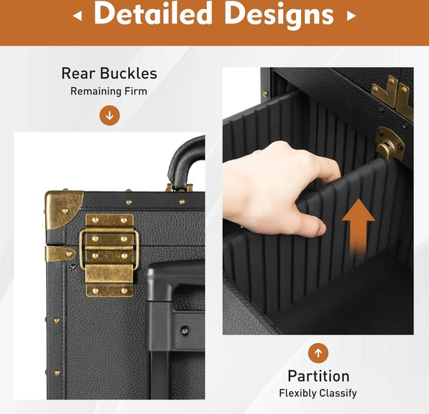 Luxe Visagiekoffer - Make up Koffer - Make-up Trolley - Kappers Koffer - Beautycase - Cosmetica Koffer - Met Wielen - Zwart