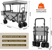 Veelzijdige Bolderkar-Camouflage- Off Road Wielen- 115 kg capaciteit- Afneembaar Luifel- Opvouwbare Tuinwagon, Duw- en Trekkar- Vissers, Picknick - Strand- Boodschappen- Verhuizen- Sport - Hobby- Markt- Beurs- Fotografie - Ultieme Transport Oplossing