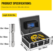 Inspectiecamera -  met 7in TFT LCD-scherm - 20M Kabel - IP68 Waterdicht - 12 Verstelbare LED-Lampjes - Endoscoop - Inspectie Camera - Incl. 8G SD-kaart