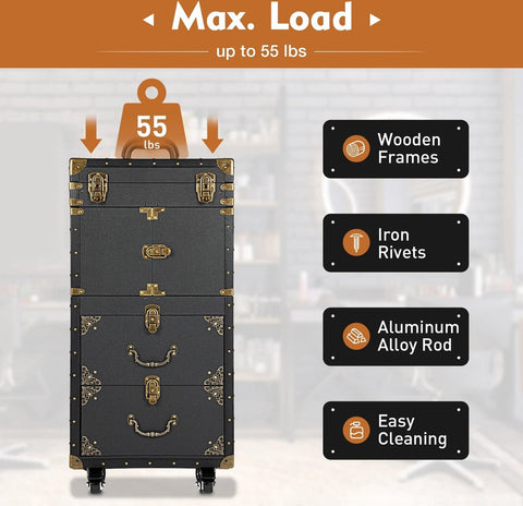 Luxe Visagiekoffer - Make up Koffer - Make-up Trolley - Kappers Koffer - Beautycase - Cosmetica Koffer - Met Wielen - Zwart