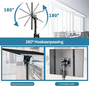 Projector Statief - Beamer Statief Met Laptop Verdieping - Met twee clips - Verstelbaar Standaard - Met Wieltjes - Zwart - Top Kwaliteit - 145CM - Professioneel Statief - Aluminium