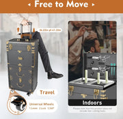 Luxe Visagiekoffer - Make up Koffer - Make-up Trolley - Kappers Koffer - Beautycase - Cosmetica Koffer - Met Wielen - Zwart