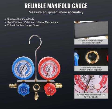 Vacuum Pump - Air Conditioning Vacuum Pump - Air Conditioning Vacuum Filling Pump - Air Conditioning Pump - With Accessories - With Storage Bag - 150W - 1440Rpm - 40 Micron - 3.5CFM - 120V