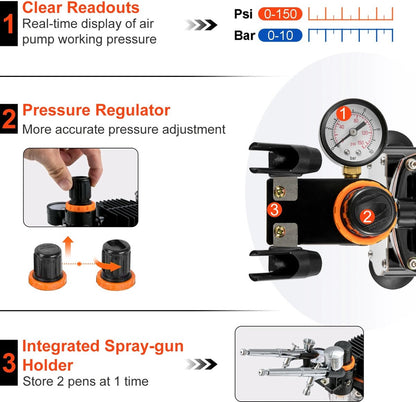Airbrush - Compressor - Airbrush Set Met Compressor - Airbrush Pistool - Compressor - Airbrush verf - Beginners & Professionals
