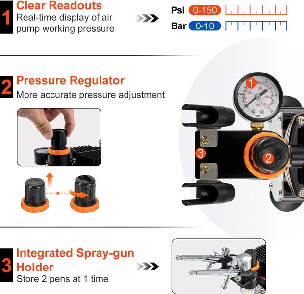 Airbrush - Compressor - Airbrush Set Met Compressor - Airbrush Pistool - Compressor - Airbrush verf - Beginners & Professionals