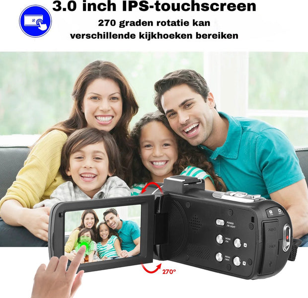 4K Ultra HD - Handycam Camcorder - 2 in 1 Set Met Externe Microfoon - 42 megapixels HD-digitale camera 18X digitale zoom 3,0 inch scherm met flits - Inclusief 2 Batterijen En Afstandsbediening