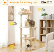 Krabpaal voor katten - Krabpaal voor grote katten - Krabpaal kat - Met een ruim kattenhok - 4 plateau's