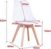 Set of 4 Nordic Medieval Dining Chairs - PU Padded Chair - Beech Wood Legs - Office Chairs for Dining Room Bedroom Balcony Restaurant