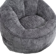 Zitzak met Voetensteun - Loungestoel met Hoge Druk Schuimvulling - Beanbag Ergonomisch Ontwerp - Chenille Stof – 89x88x76 cm - Grijs