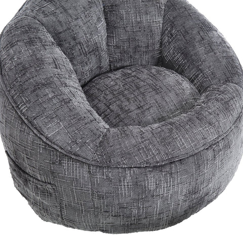 Zitzak met Voetensteun - Loungestoel met Hoge Druk Schuimvulling - Beanbag Ergonomisch Ontwerp - Chenille Stof – 89x88x76 cm - Grijs